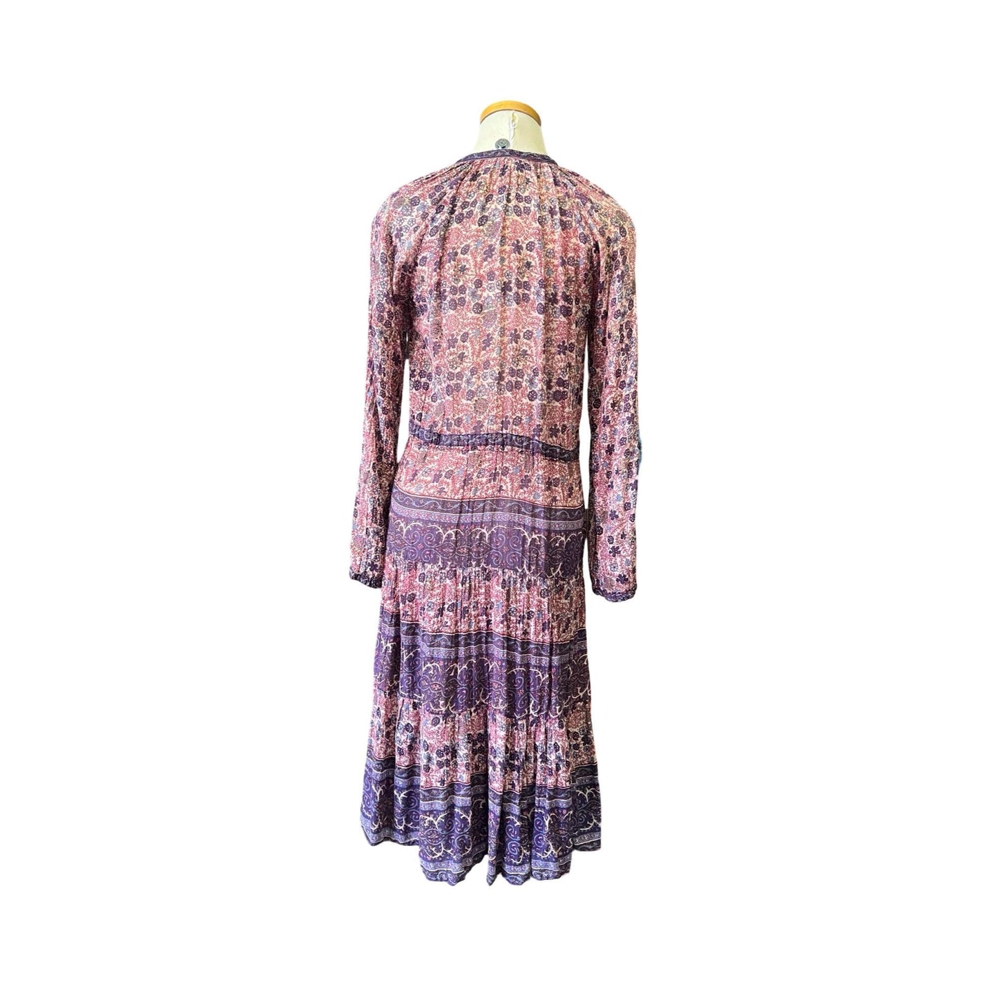 Vintage 70's India Sheer Gauze Block Print Dress XXS