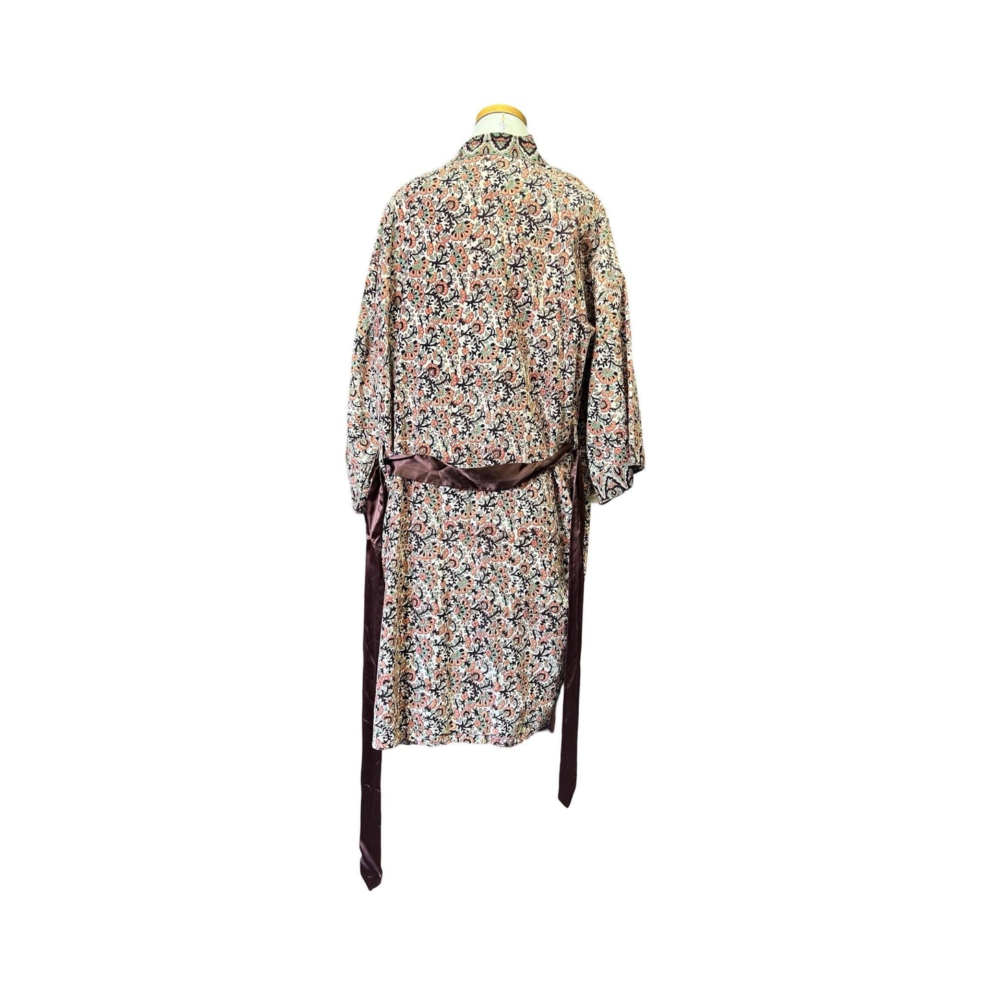 Vintage India Block Print Kimono House Coat Robe O/S