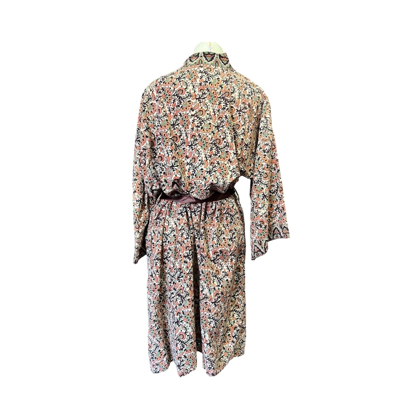 Vintage India Block Print Kimono House Coat Robe O/S