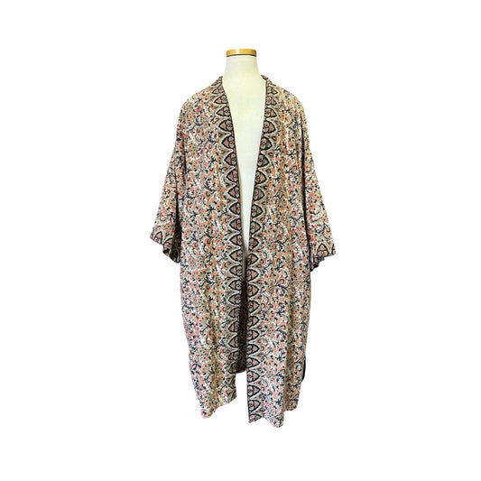 Vintage India Block Print Kimono House Coat Robe O/S