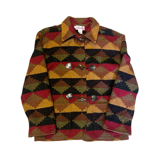 Vintage 80’s Rafaella Petites Southwestern Aztec Print Wool Blend Jacket P