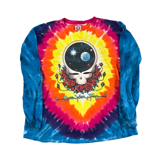 Vintage Grateful Dead 1992 Space Your Face Long Sleeve Oversized Liquid Blue T-Shirt