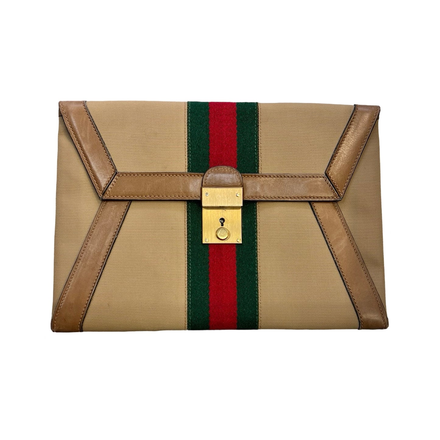 Rare 70’s Vintage Gucci Canvas Leather Envelope Clutch Near Mint