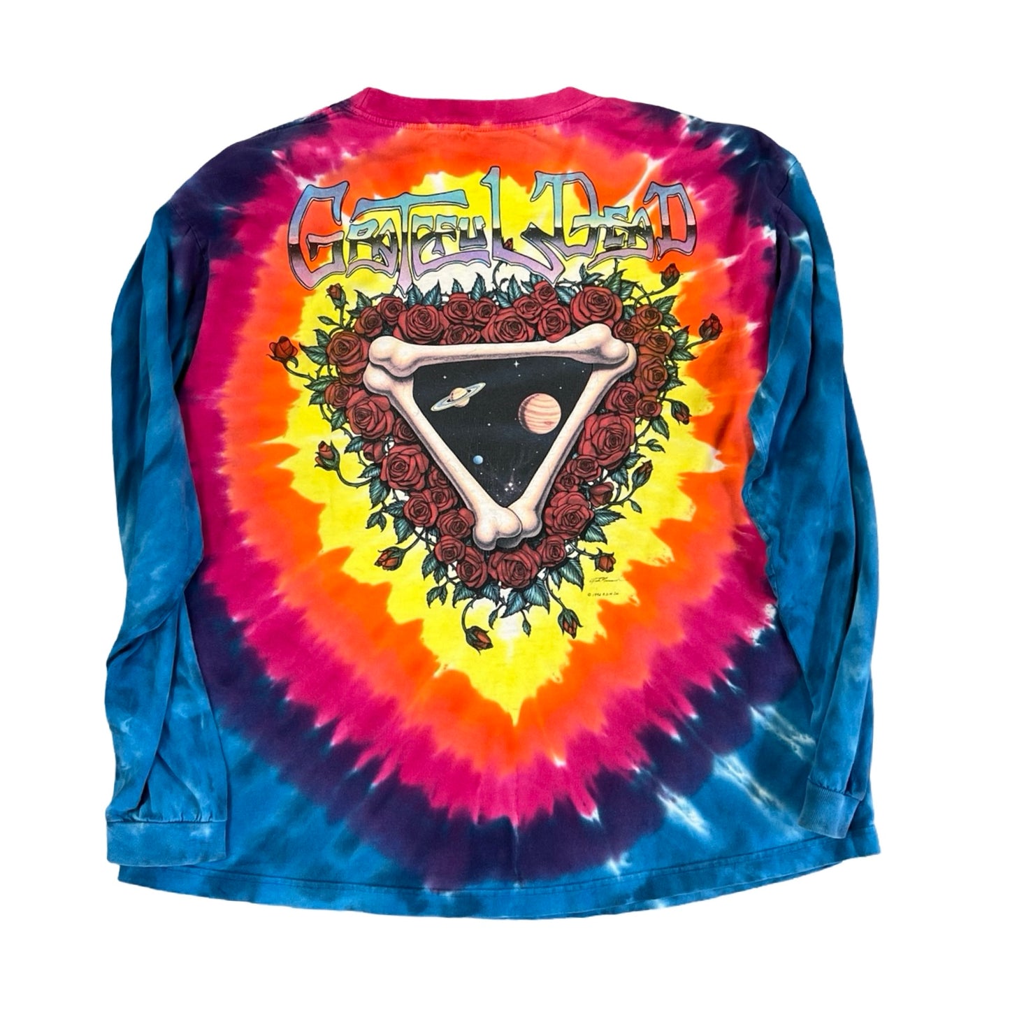 Vintage Grateful Dead 1992 Space Your Face Long Sleeve Oversized Liquid Blue T-Shirt