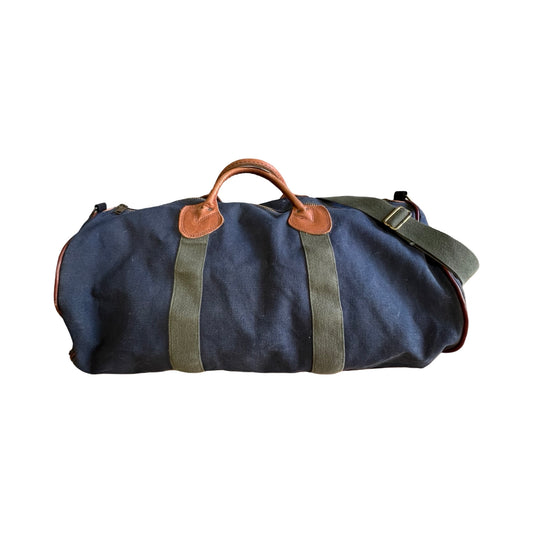 Vintage 80’s LL Bean Canvas Leather Bottom Leather Handle Duffle Bag w/ Shoulder Strap