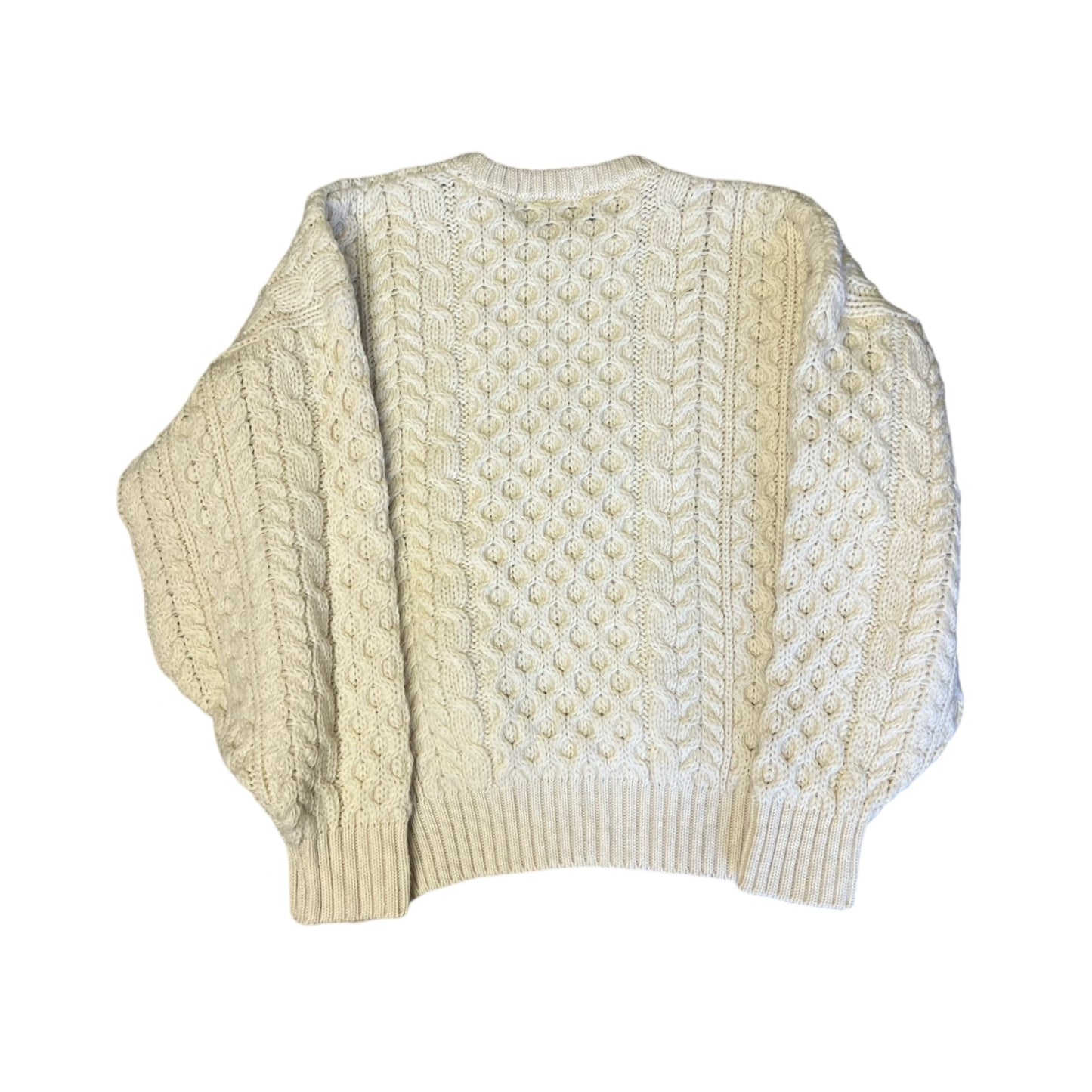 Vintage British Wool Cable Knit Fishermans Sweater Made In United Kingdom 100% New Wool