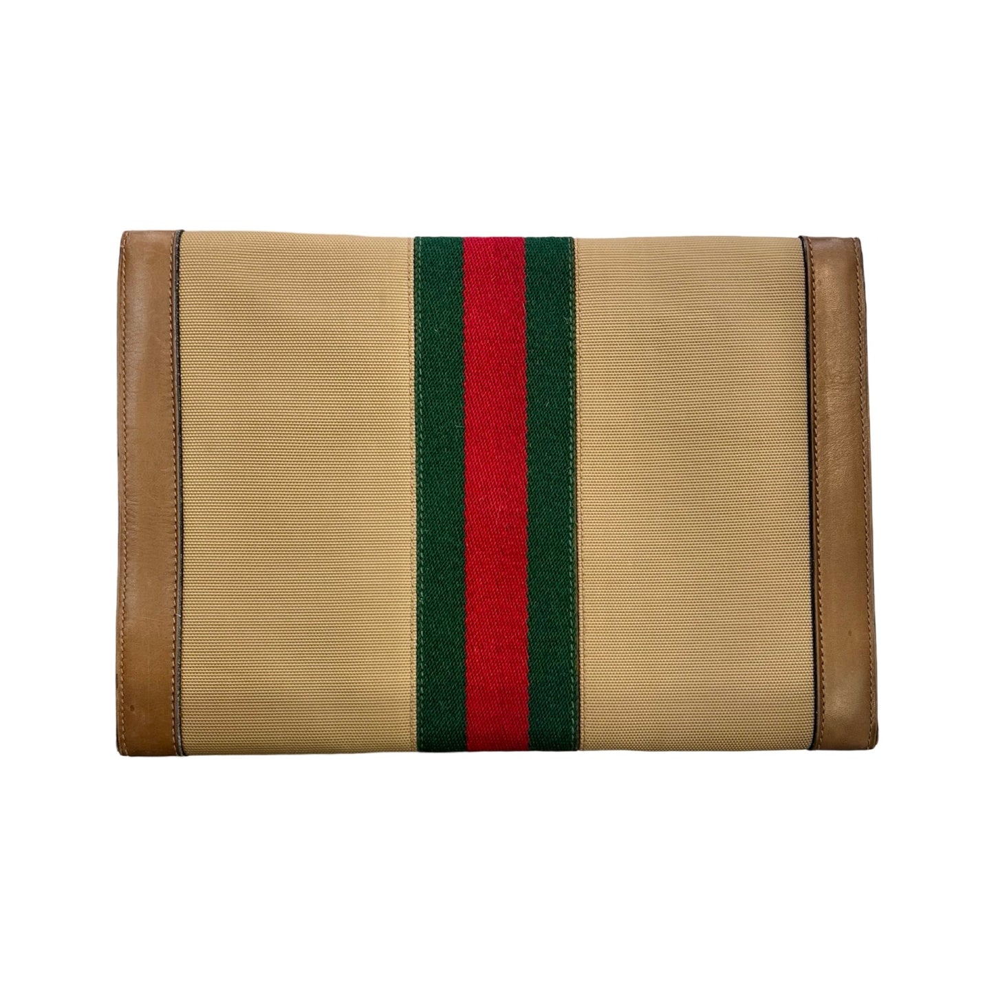 Rare 70’s Vintage Gucci Canvas Leather Envelope Clutch Near Mint