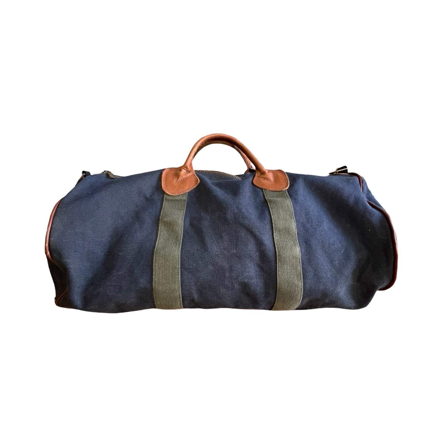 Vintage 80’s LL Bean Canvas Leather Bottom Leather Handle Duffle Bag w/ Shoulder Strap