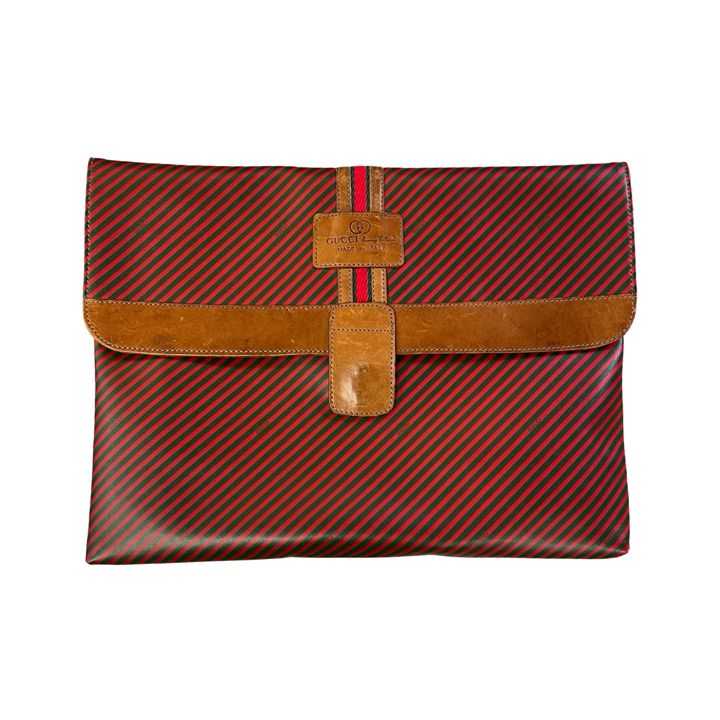 Rare Vintage Gucci Accessory Collection Rigate Portfolio Clutch Large