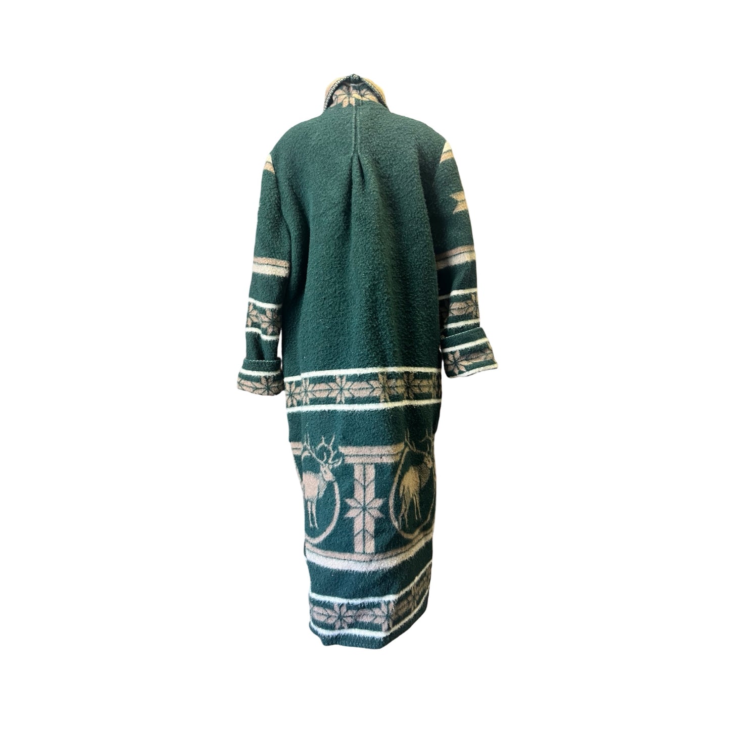 Vintage 80’s Buffalo Run Designs by Marcia 100% Wool Maxi Coat Elk Motif Elk Antler Buttons Made In Montana