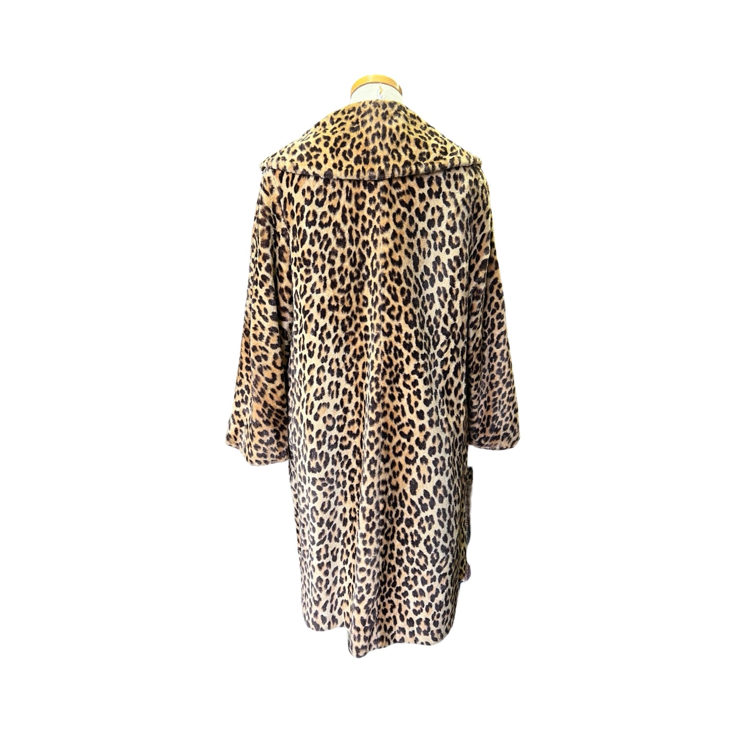 Vintage Leopard Double Breasted Lapel Collar Coat L