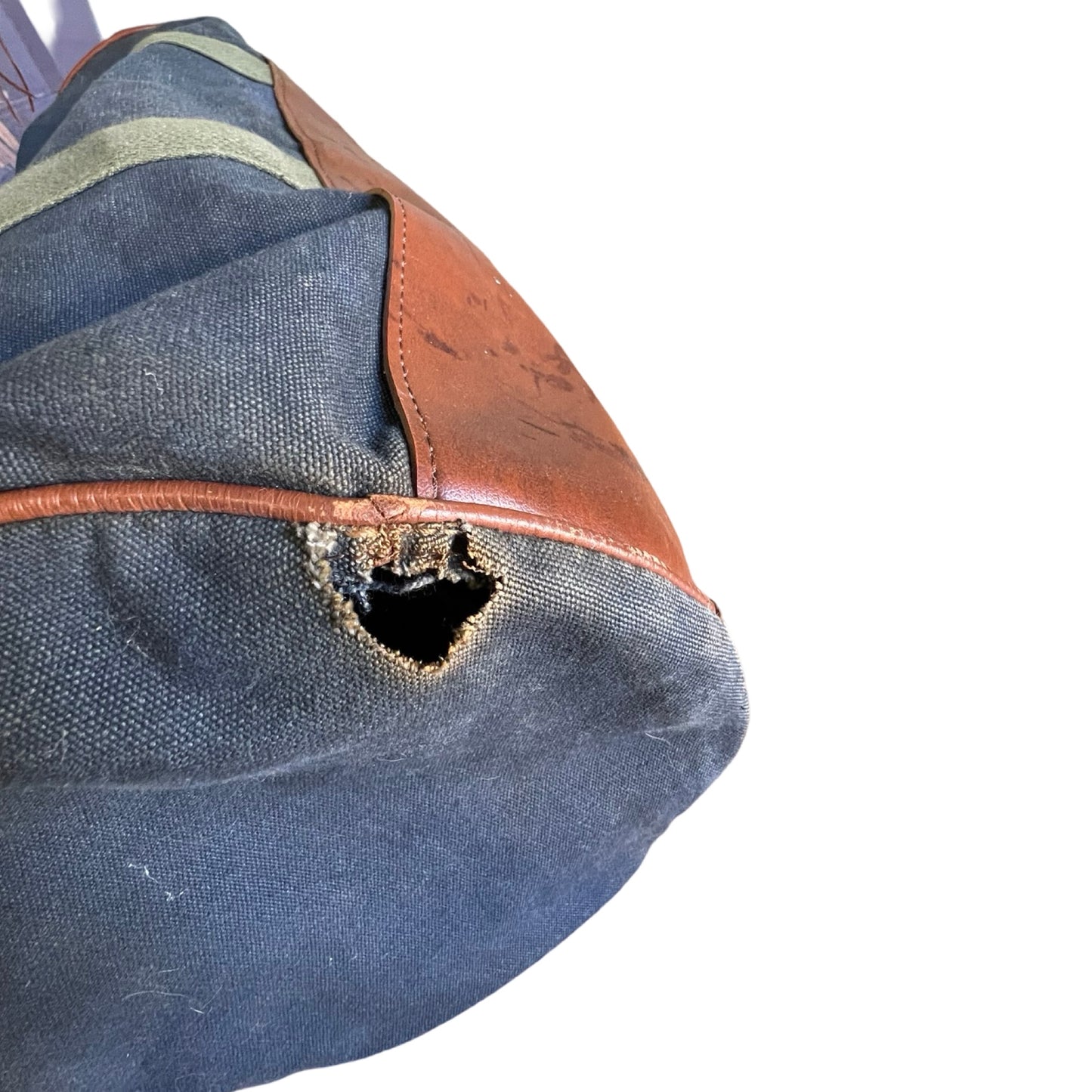 Vintage 80’s LL Bean Canvas Leather Bottom Leather Handle Duffle Bag w/ Shoulder Strap