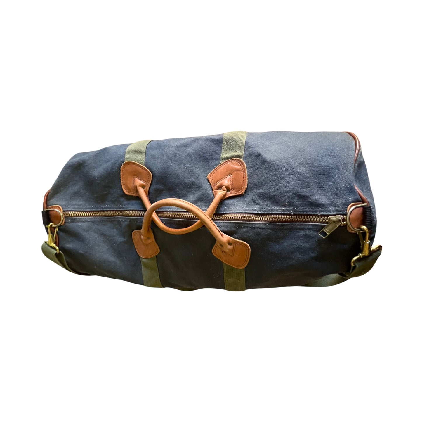 Vintage 80’s LL Bean Canvas Leather Bottom Leather Handle Duffle Bag w/ Shoulder Strap