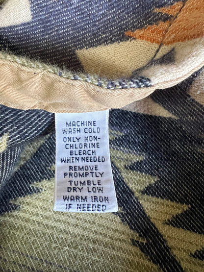 RARE Vintage Polo Ralph Lauren Southwestern Aztec Oversized Tab Collar Heavyweight Flannel XXL