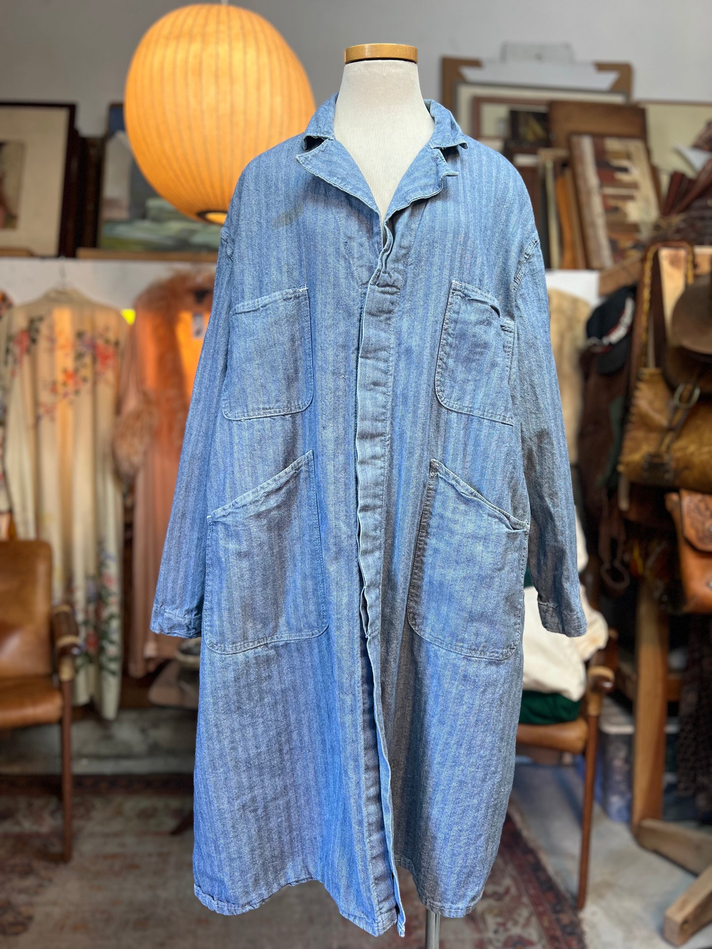 Vintage 1950’s Herringbone Twill Union Made Sanforized Denim Machinist Coat 50R