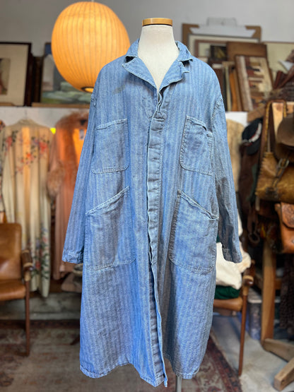 Vintage 1950’s Herringbone Twill Union Made Sanforized Denim Machinist Coat 50R