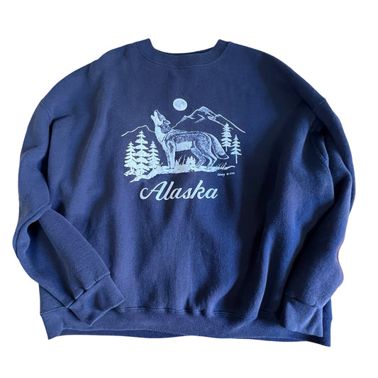 Vintage 1996 Alaska Howling Wolf Oversized Sweatshirt 4XL