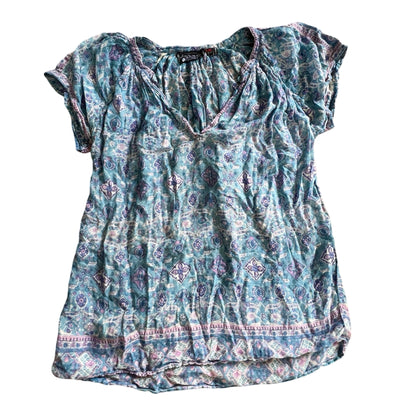 Rare Vintage 70’s India Gauze Block Print Cap Sleeve Top XS