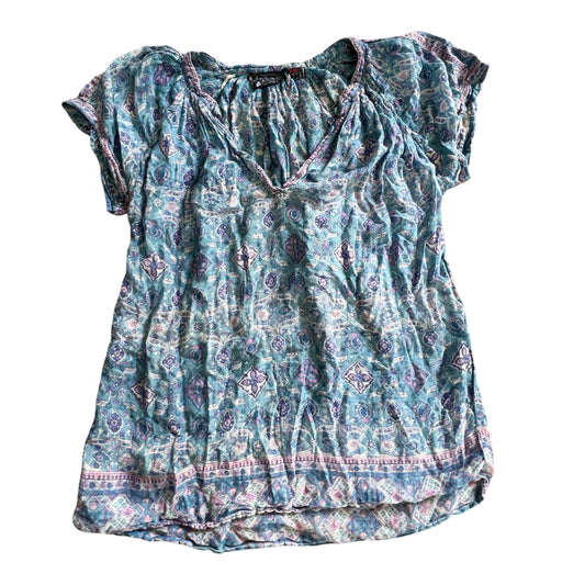 Rare Vintage 70’s India Gauze Block Print Cap Sleeve Top XS