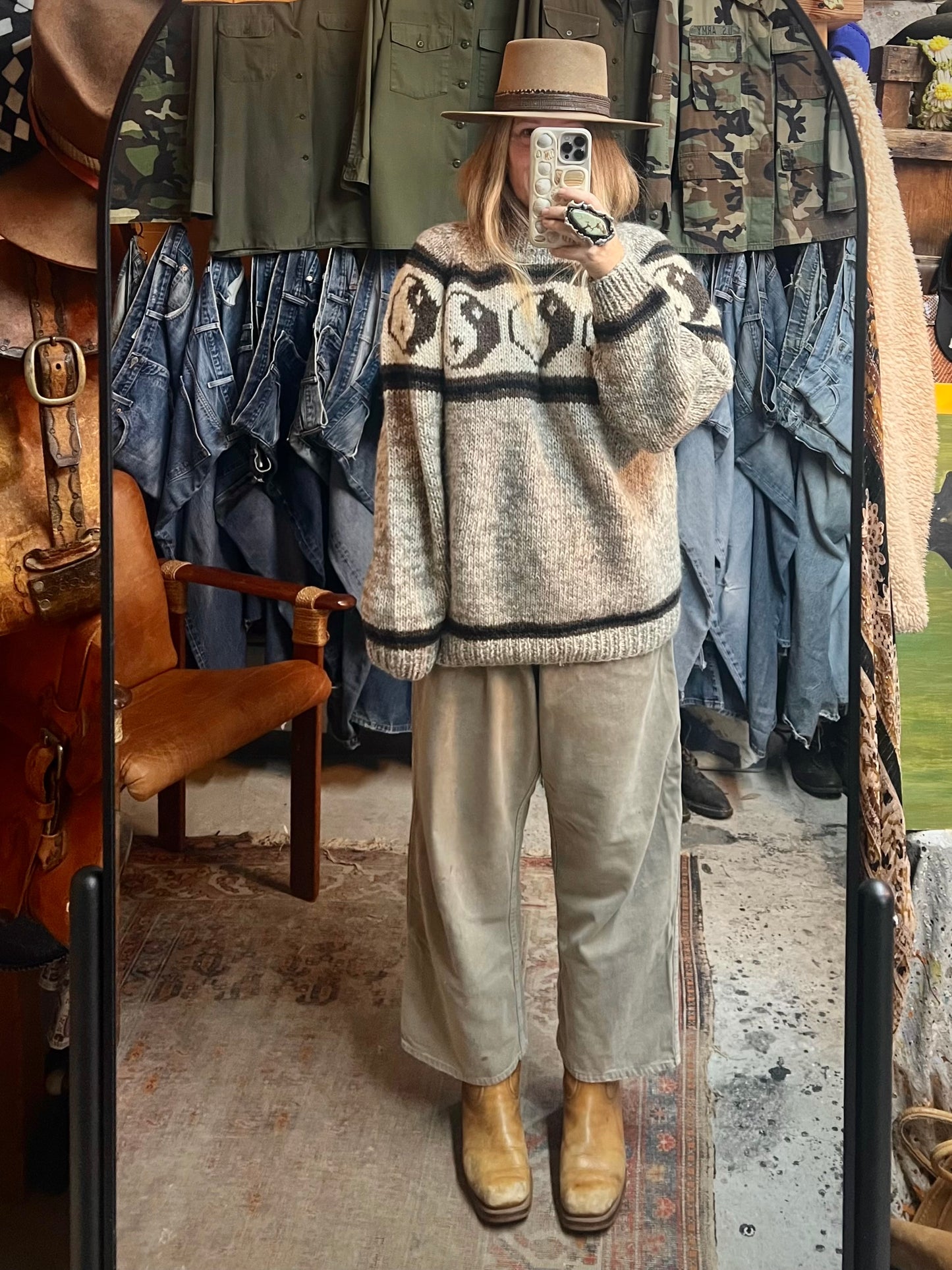 Rare Vintage 80’s Hand Knit Yin Yang Sweater Made In Nepal M