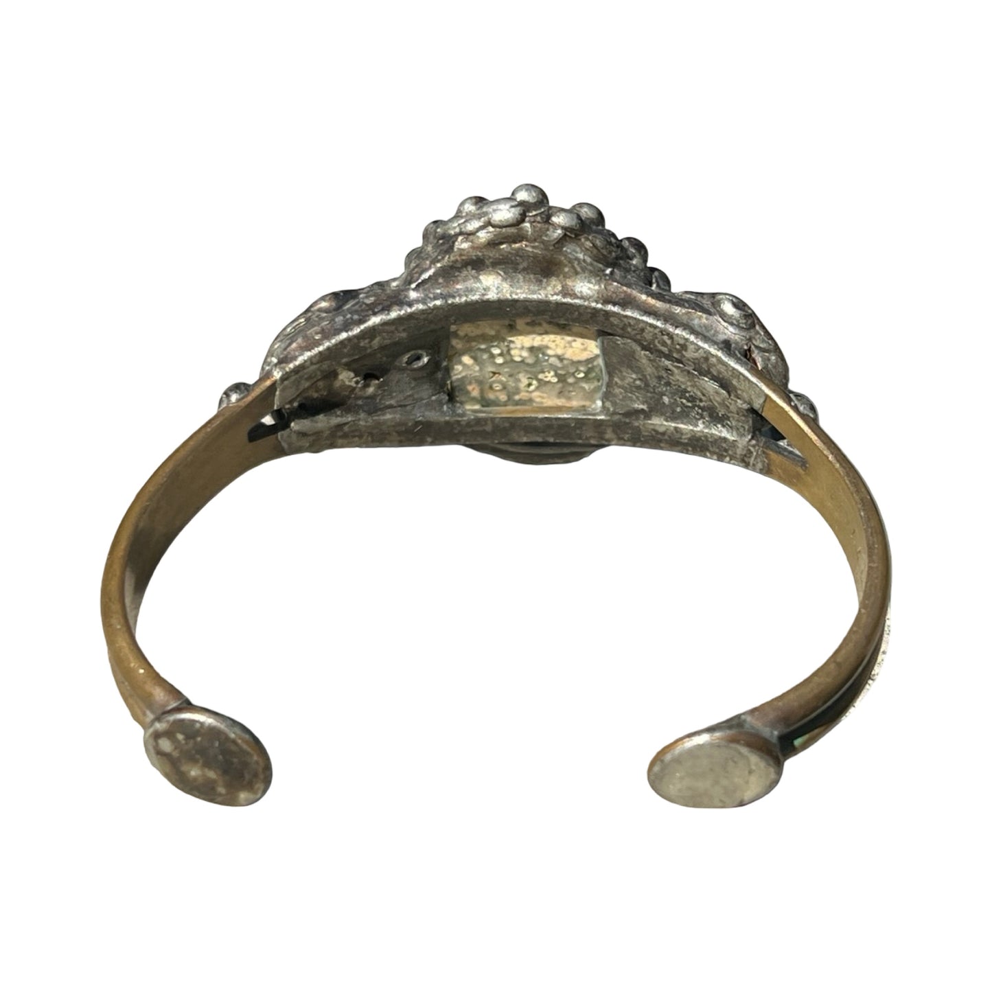 Signed Mikal Winn 2015 Stone & Crystal Brutalist Mixed Metal Cuff