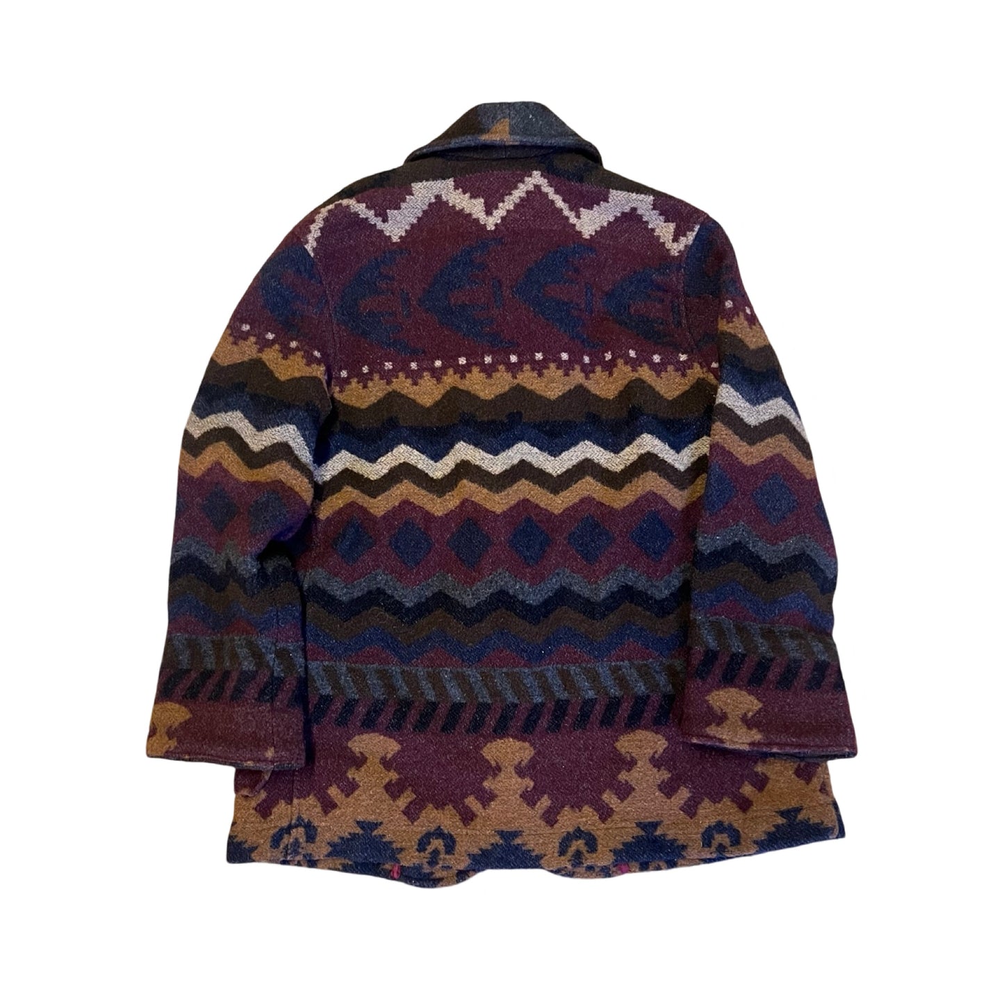 Vintage 80’s Belted Blanket Blazer Jacket Robe Shawl Collar Southwestern Design