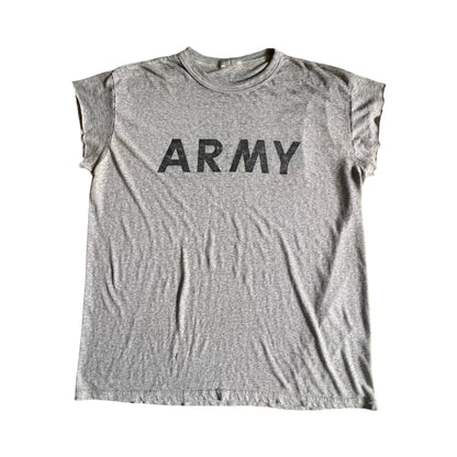 Vintage 80’s Army T-Shirt Cut Off Sleeves Soft Thin XL