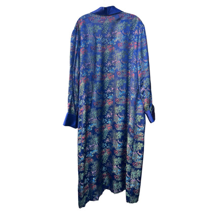 Vintage Silk Embroidered Smoking Jacket Robe XL