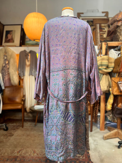 Vintage Handmade Reversible Silk Kimono Robe O/S