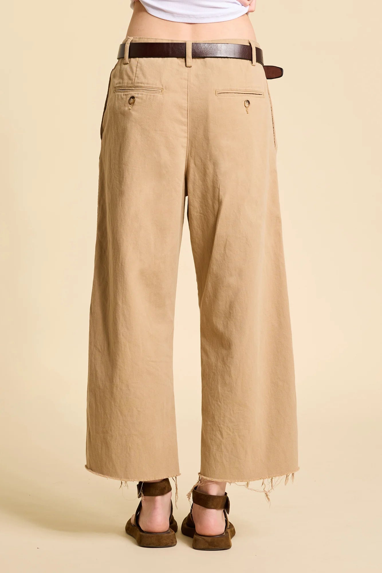 Denimist Cropped Double Pleat Wide Leg Chino 32