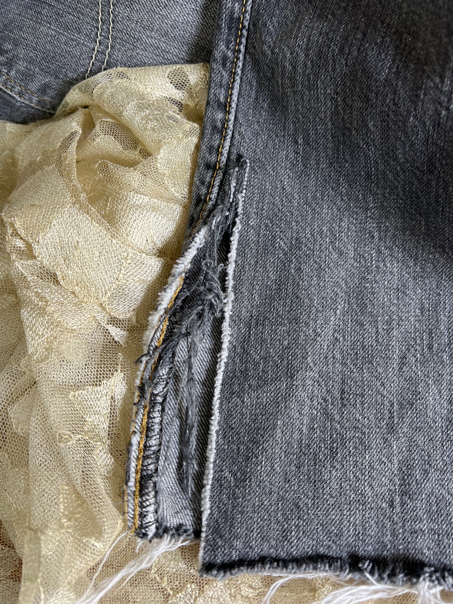 Vintage Y2K Levi’s 501 Distressed Faded Black Raw Cut Hem