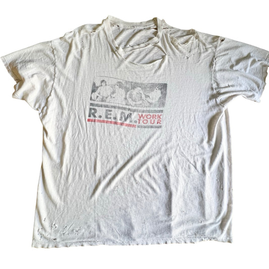 Vintage Thrashed REM Work Tour 1987 T-Shirt Band Rock Tee XXL