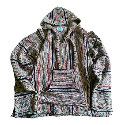 Vintage 70’s Big G Imports Striped Baja Pullover Poncho XL