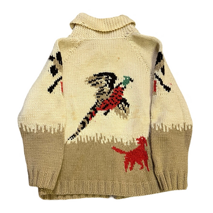 Vintage 50’s/60’s Pheasant Hunter Cowichan Cardigan Zip Front Sweater XL