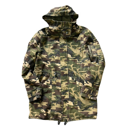 Capulet Hooded Camo Snap Zip Front Funnel Neck Hooded Jacket L