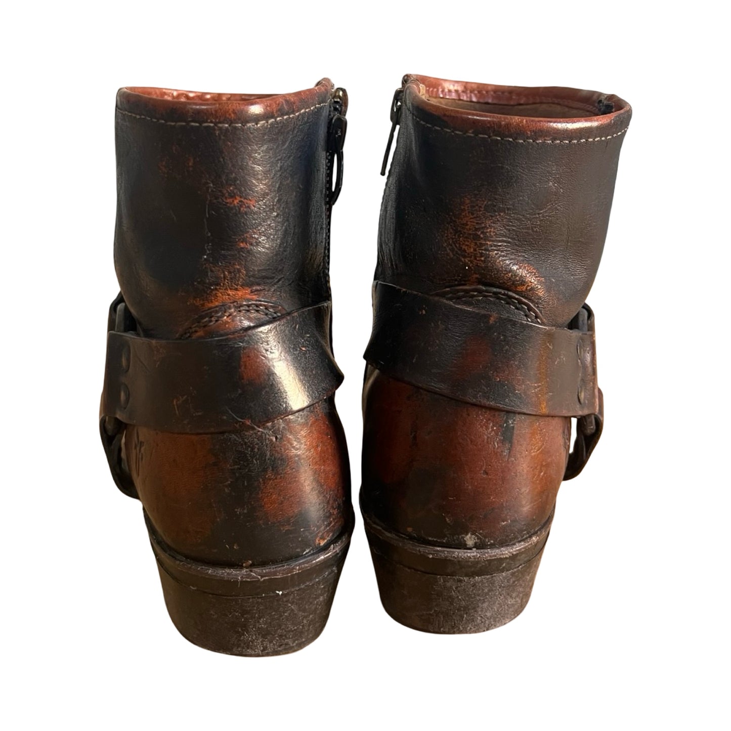Vintage Frye Harness Ankle Zip Boots Distressed 8.5