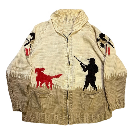 Vintage 50’s/60’s Pheasant Hunter Cowichan Cardigan Zip Front Sweater XL