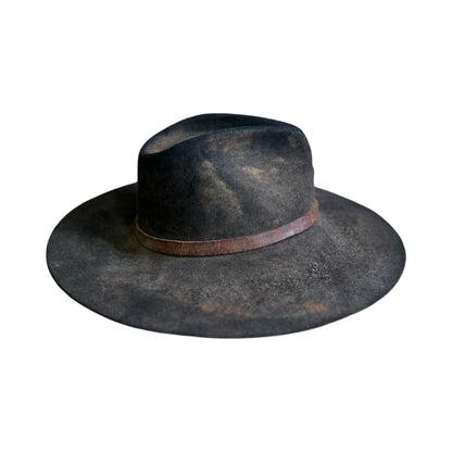 Vintage Bespoke Hat Crescent Moon Leather Band Weathered Worn Western