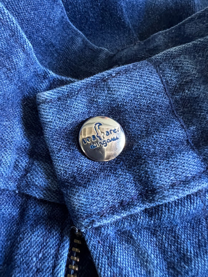 Vintage 1970’s Seafarer Navy Sailor Jeans Cropped 12” Kick Flare Talon Zipper Made In USA 36