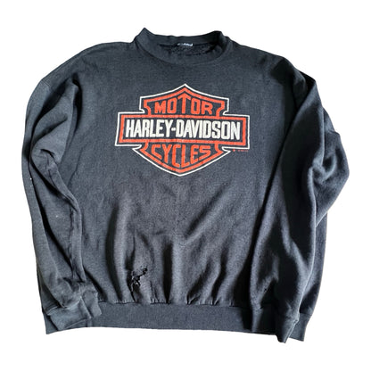 Vintage 80’s/90’s Distressed Harley Logo Sweatshirt Indiana XL
