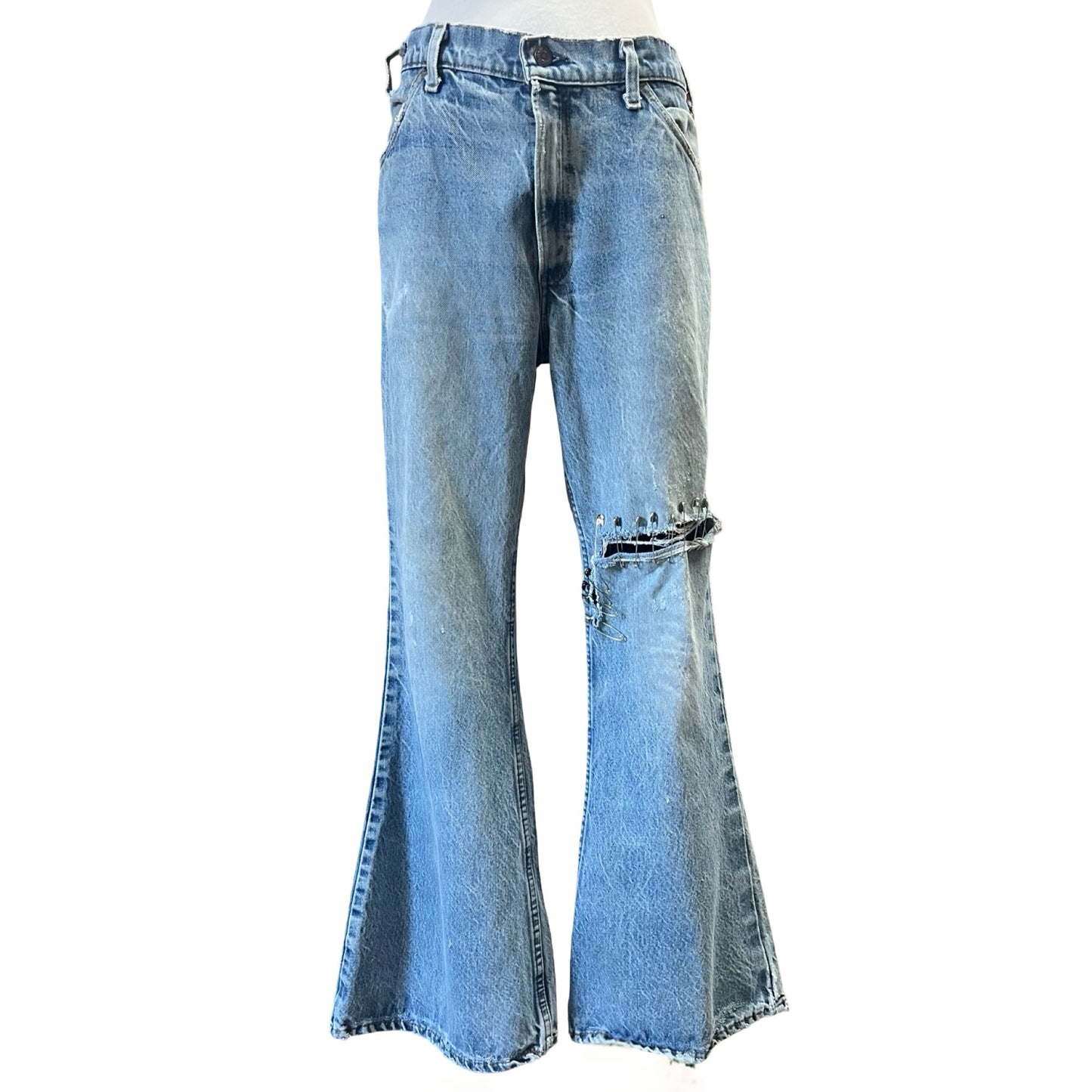 Vintage Distressed Levi’s Orange Tab 517 Flares Made in USA El Paso, TX 36 x 30