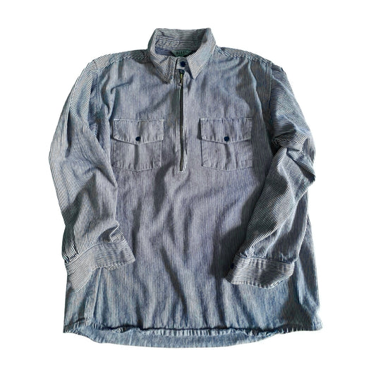 Vintage 90’s Denim Railroad Stripe Zip Front Work Shirt XL