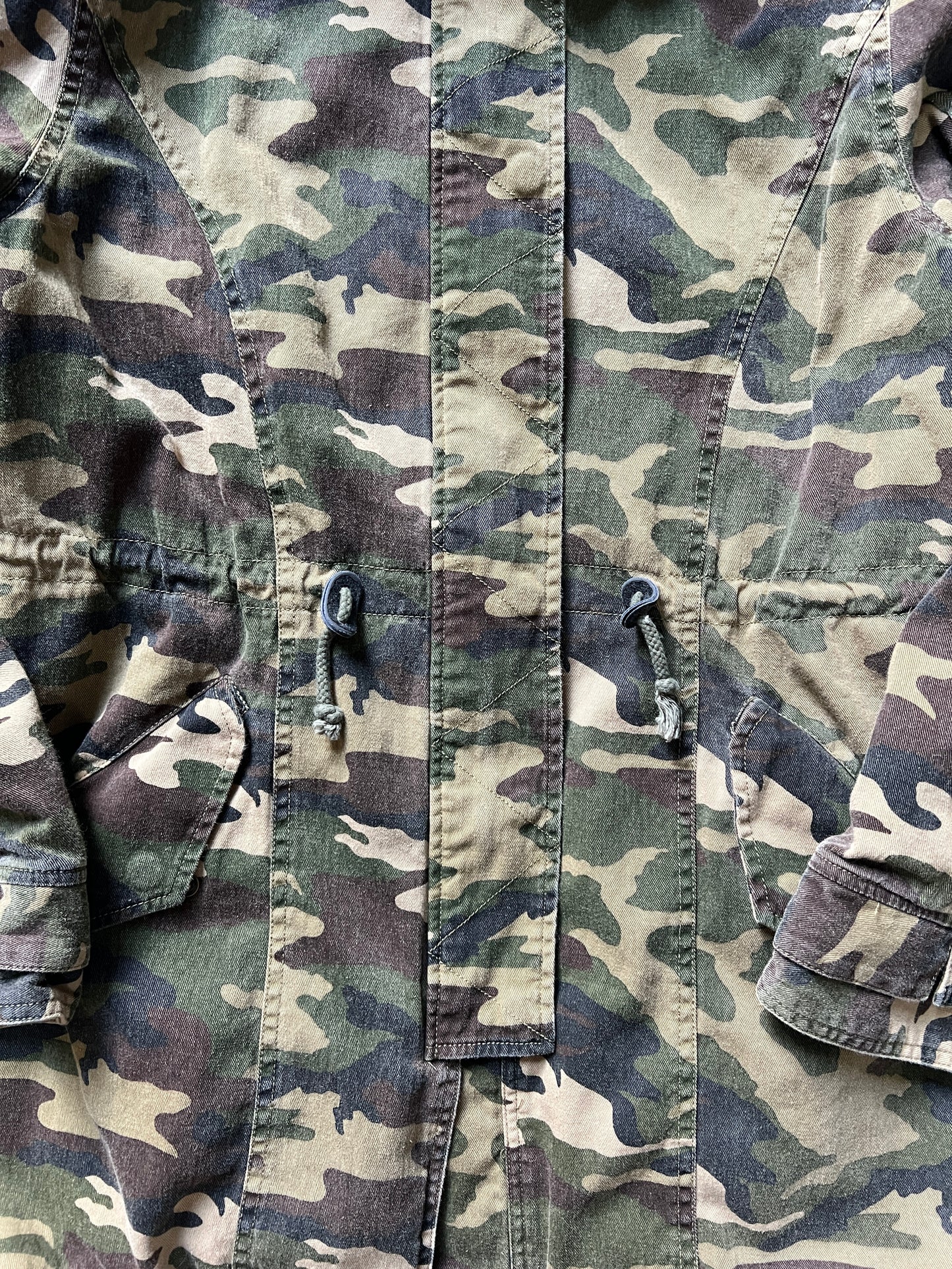 Capulet Hooded Camo Snap Zip Front Funnel Neck Hooded Jacket L