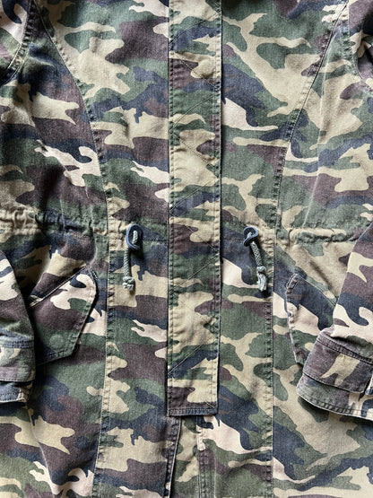 Capulet Hooded Camo Snap Zip Front Funnel Neck Hooded Jacket L