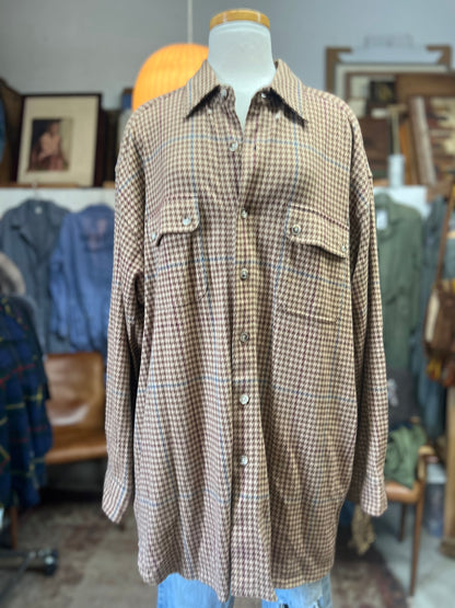 Vintage 90’s Willis & Geiger Oversized Houndstooth Button Down XL
