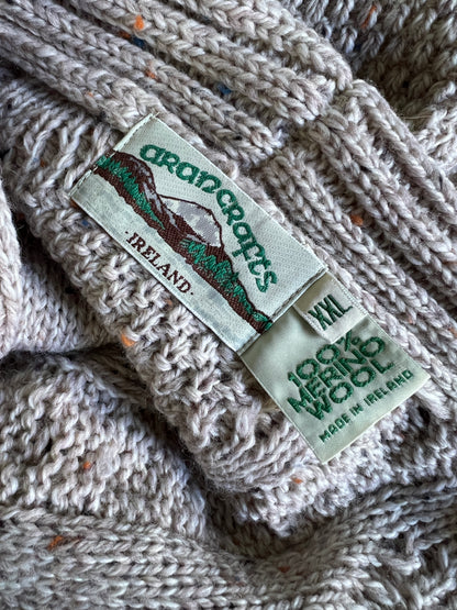 Oversized Cable Knit Fisherman Cardigan Sweater XXL