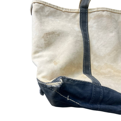Rare Vintage 70’s/80’s Sawtooth Label Heavily Distressed LL Bean Faded Navy Boat & Tote Bag