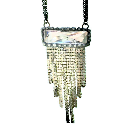 Signed Mikal Winn Crystal Chainmail Necklace