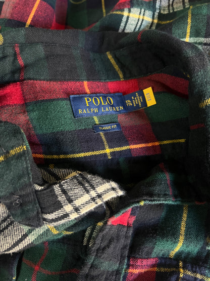 Polo Ralph Lauren Oversized Patchwork Plaid Flannel Classic Fit Shirt XXL