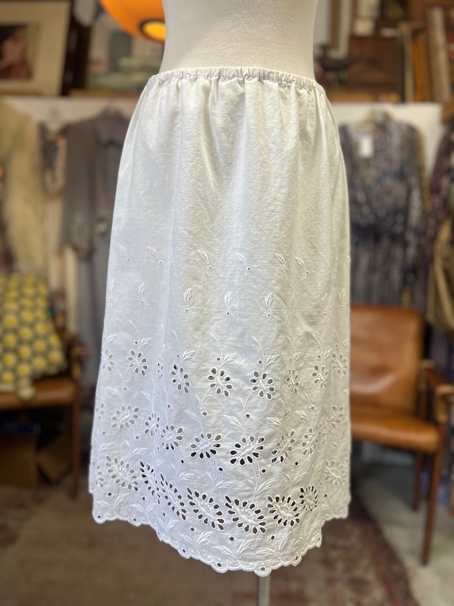 Vintage Soft Sheer Cotton Eyelet Slip S/M
